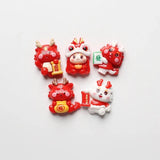 6pcs Dragon Baby Charms Red Lucky Animal Pendant DIY Jewelry