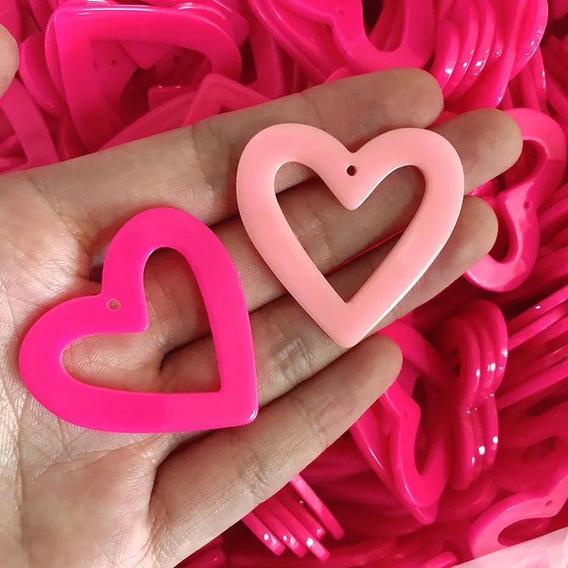 10pcs Pink Heart Love Acrylic Charms for Earring Keychain DIY Jewelry
