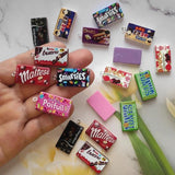 10pcs Candy Chocolate Mini Pendant Resin Food Flatback DIY Jewelry Making