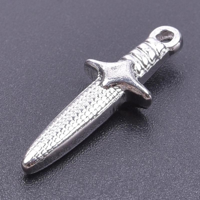 10pcs Stainless Steel Mini Cross Knight Sword Charms For Jewelry Making