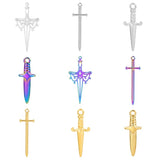 10pcs Stainless Steel Mini Cross Knight Sword Charms For Jewelry Making