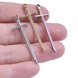 10pcs Stainless Steel Mini Cross Knight Sword Charms For Jewelry Making