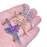 10pcs Stainless Steel Mini Cross Knight Sword Charms For Jewelry Making