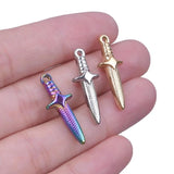 10pcs Stainless Steel Mini Cross Knight Sword Charms For Jewelry Making