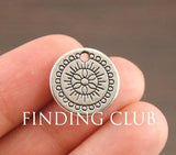 30 pcs Silver Round Pattern Charm DIY Metal Bracelet Necklace Jewelry Findings