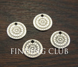 30 pcs Silver Round Pattern Charm DIY Metal Bracelet Necklace Jewelry Findings