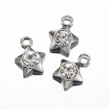 20pcs Stainless Steel Rhinestone Hearts Pendants for Jewelry Making