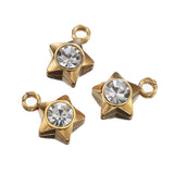 20pcs Stainless Steel Rhinestone Hearts Pendants for Jewelry Making