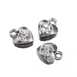 20pcs Stainless Steel Rhinestone Hearts Pendants for Jewelry Making