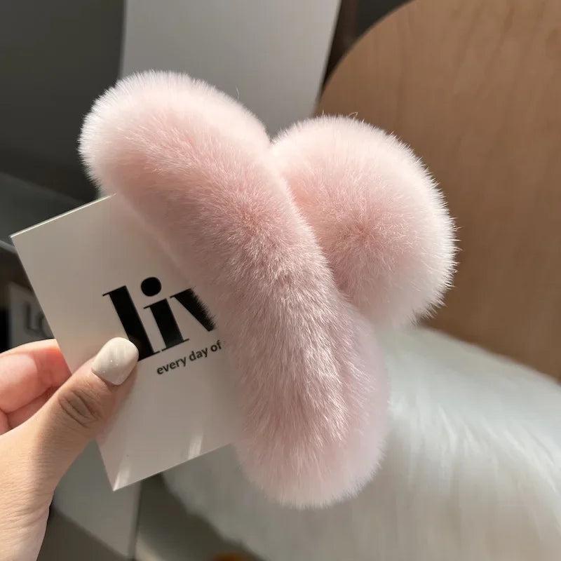 Artificial Rabbit Hair Large Clamping Clip Plush Hair Accessories