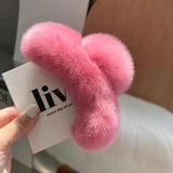 Artificial Rabbit Hair Large Clamping Clip Plush Hair Accessories