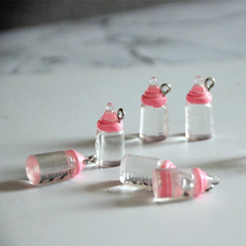 10Pcs Resin Milk Bottle Charm, Enamel Earring Pendant Craft Supplies