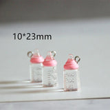 10Pcs Resin Milk Bottle Charm, Enamel Earring Pendant Craft Supplies