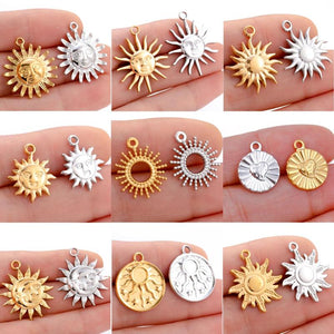3Pcs Stainless Steel Sun Moon Charms Celestial Pendant DIY Jewelry Making