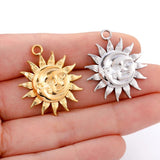 3Pcs Stainless Steel Sun Moon Charms Celestial Pendant DIY Jewelry Making