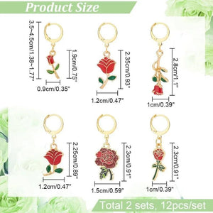 24pcs Plant Stitch Markers Alloy Enamel Crochet Stitch Marker Charms