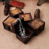 Vintage Wooden Map Storage Box Case Jewellery Cufflinks Chest Small Gift