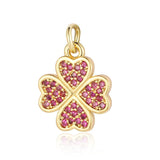 3pcs Copper Zircon Hollow Clover Lucky Eye Connectors Pendant