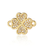 3pcs Copper Zircon Hollow Clover Lucky Eye Connectors Pendant