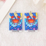 12Pcs Constellations Tarot Card Charms Magical Divination Acrylic Jewelry DIY