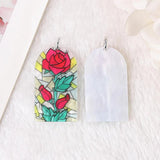 8Pcs Acrylic Flower Rose Cloud Girl Necklace Pendant DIY Accessory