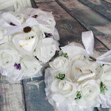 Wedding Ring Box Ring Bearer Pillow Green Purple Flower Decor