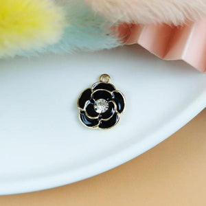 10pcs Camellia OL Style Metal Enamel Charms DIY Earring Pendant