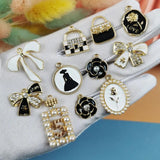 10pcs Camellia OL Style Metal Enamel Charms DIY Earring Pendant