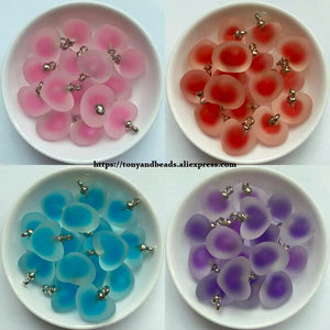 Heart Matte Bead In Bead Acrylic Pendant 16mm 7 Colors DIY
