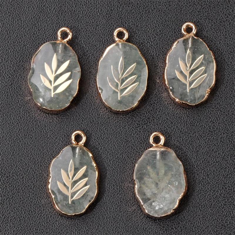 5Pcs Natural Stone Pendant Reiki Charms For Jewelry Making DIY