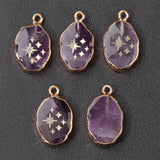 5Pcs Natural Stone Pendant Reiki Charms For Jewelry Making DIY