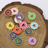20Pcs Mix Lot Enamel Heart Charms for Jewelry Making DIY Craft 12mm