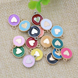 20Pcs Mix Lot Enamel Heart Charms for Jewelry Making DIY Craft 12mm