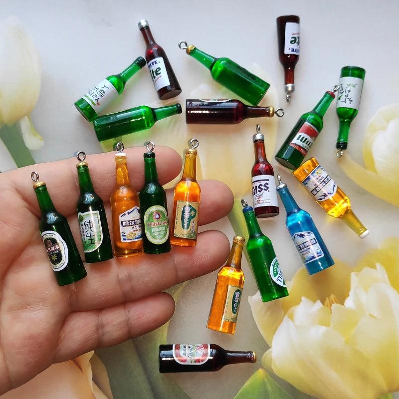 10pcs Resin Beer Bottle Charms for DIY Jewelry Making