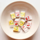 10pcs Fruit Milk Charms Resin 3D Banana Strawberry for DIY Jewelry Making