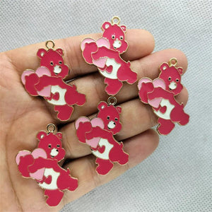 10pcs Enamel Heart Charm Pendants DIY Jewelry Making Crafts