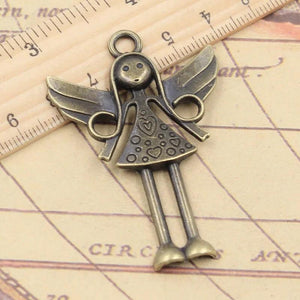 10pcs Praying Angel Girl Charms 59x40mm Antique Silver DIY Retro Jewelry