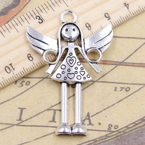 10pcs Praying Angel Girl Charms 59x40mm Antique Silver DIY Retro Jewelry