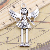 10pcs Praying Angel Girl Charms 59x40mm Antique Silver DIY Retro Jewelry