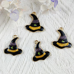 10pcs/pack Good/Bad Witch Enamel Charms Wizard Hat Metal Pendants