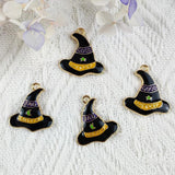 10pcs/pack Good/Bad Witch Enamel Charms Wizard Hat Metal Pendants