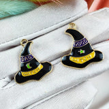 10pcs/pack Good/Bad Witch Enamel Charms Wizard Hat Metal Pendants