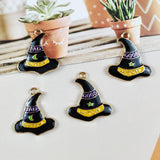 10pcs/pack Good/Bad Witch Enamel Charms Wizard Hat Metal Pendants