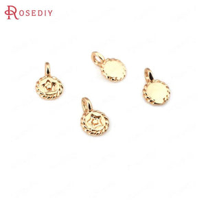 10PCS 4.5x7MM Champagne Plated Round Star Charms for DIY Jewelry