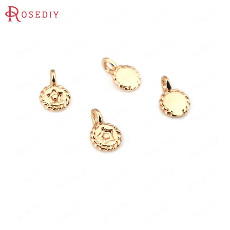 10PCS 4.5x7MM Champagne Plated Round Star Charms for DIY Jewelry