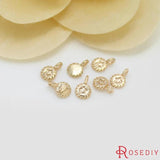 10PCS 4.5x7MM Champagne Plated Round Star Charms for DIY Jewelry