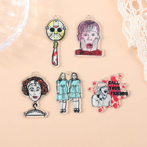 10Pcs Horror Movie Charms Acrylic Spooky Pendant For Necklace DIY