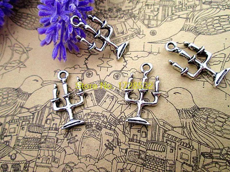 20pcs Spooky Haunted House Charms Tibetan Silver Candlestick Pendant 24x14mm