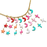 20pcs Moon Star Enamel Charms for Jewelry Making