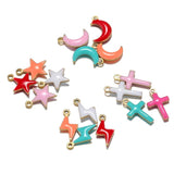 20pcs Moon Star Enamel Charms for Jewelry Making